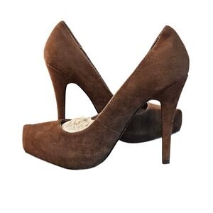 Shiekh Laura-01 Brown Suede Platform Pumps Stiletto High Heels Womens Size 7M